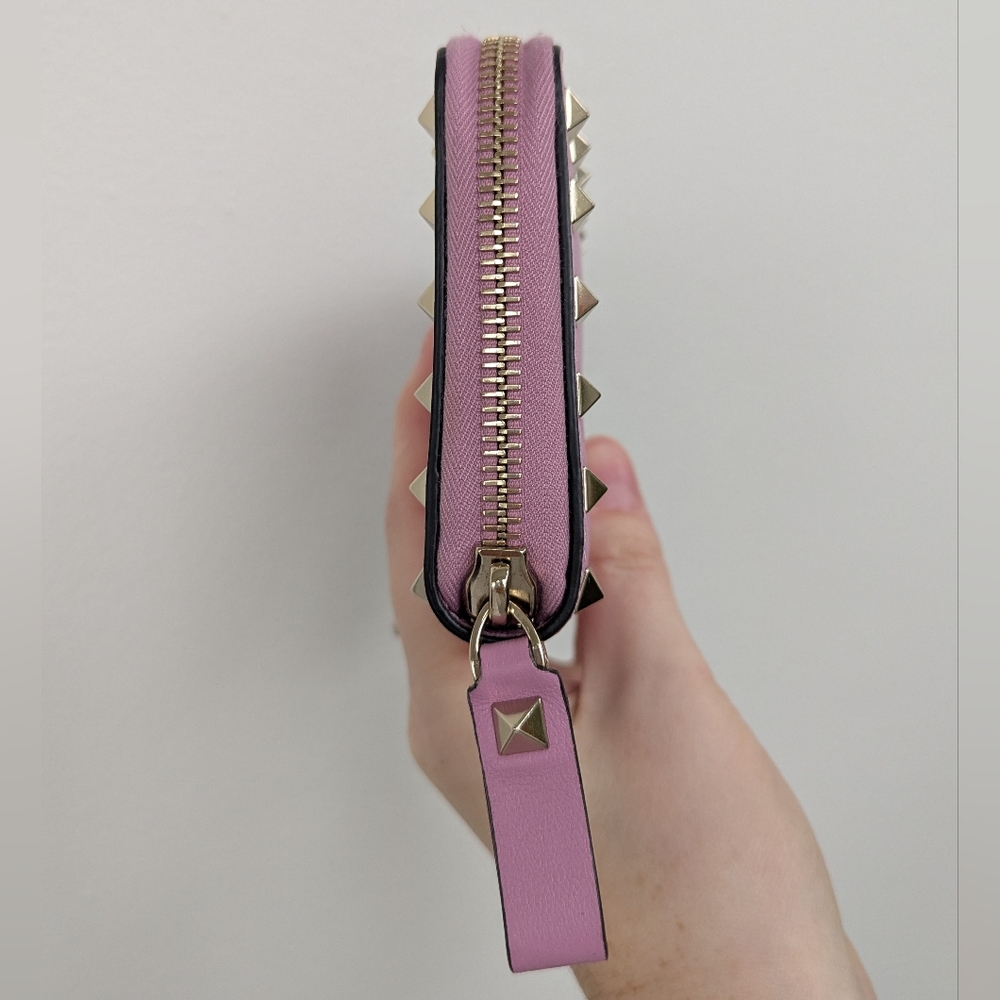 2 Piece! Valentino Garavani Rockstud Purple - Pink Wallet and Card Holder - Picture 13 of 16